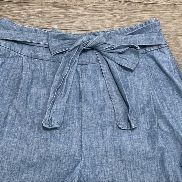 J.Crew Women's Tie-waist short in chambray Blue Style #G5309 cotton Sz 4 - Picture 3 of 9